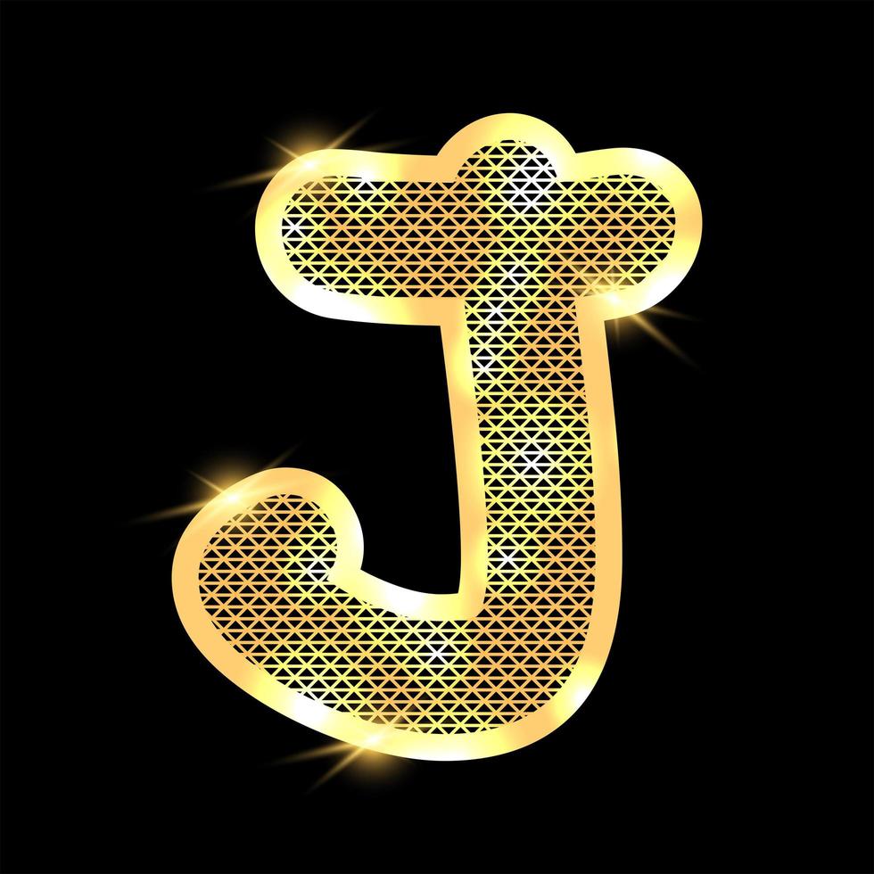 Golden alphabet with highlights on a dark background vector