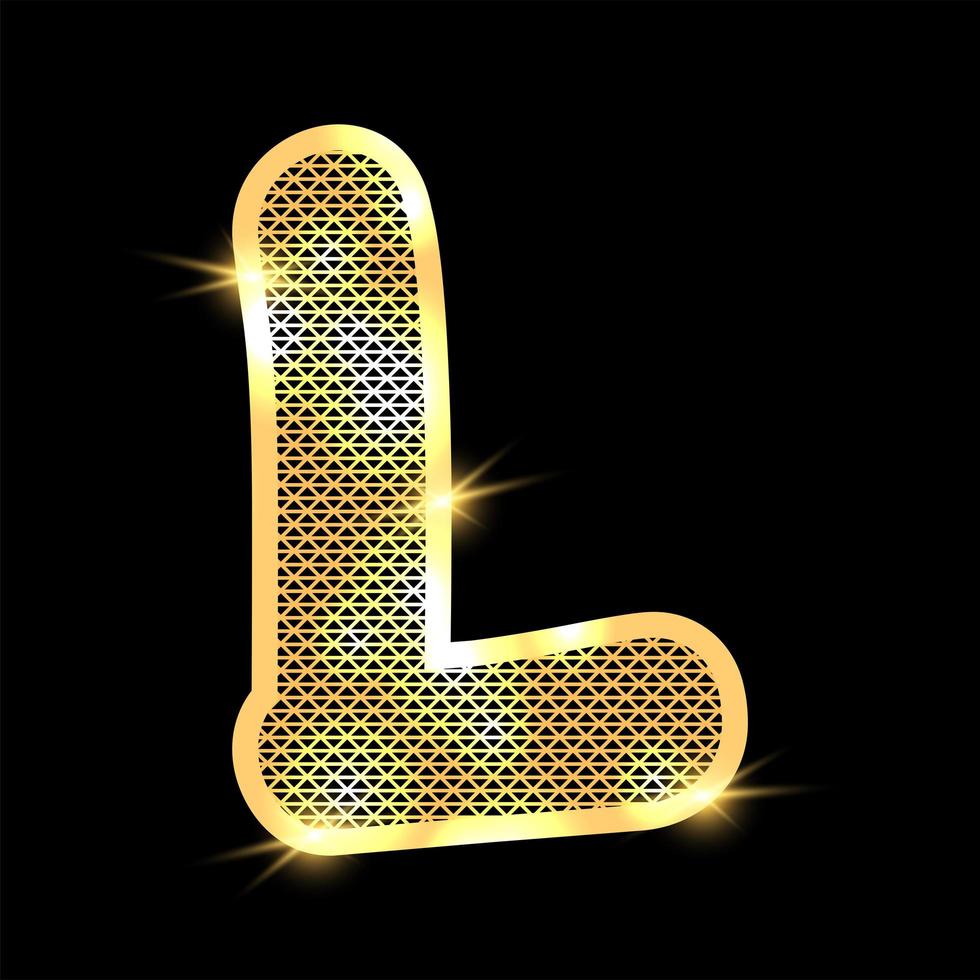 Golden alphabet with highlights on a dark background vector