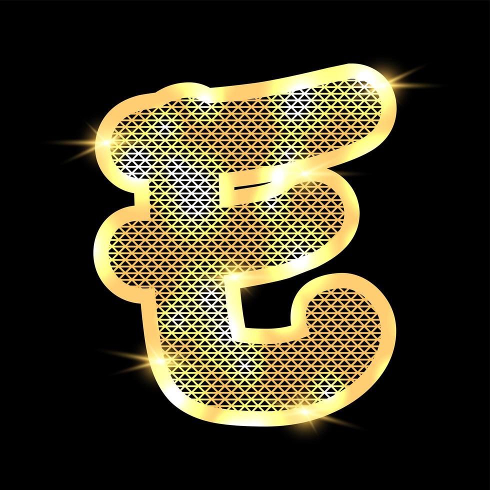 Golden alphabet with highlights on a dark background vector