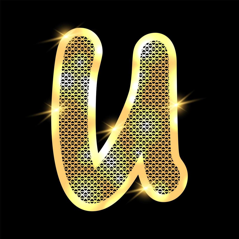 Golden alphabet with highlights on a dark background vector