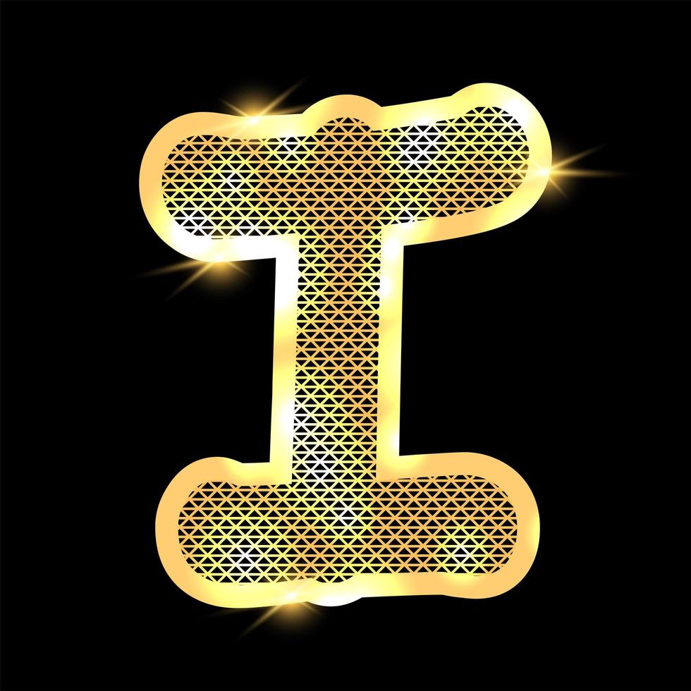 Golden alphabet with highlights on a dark background vector