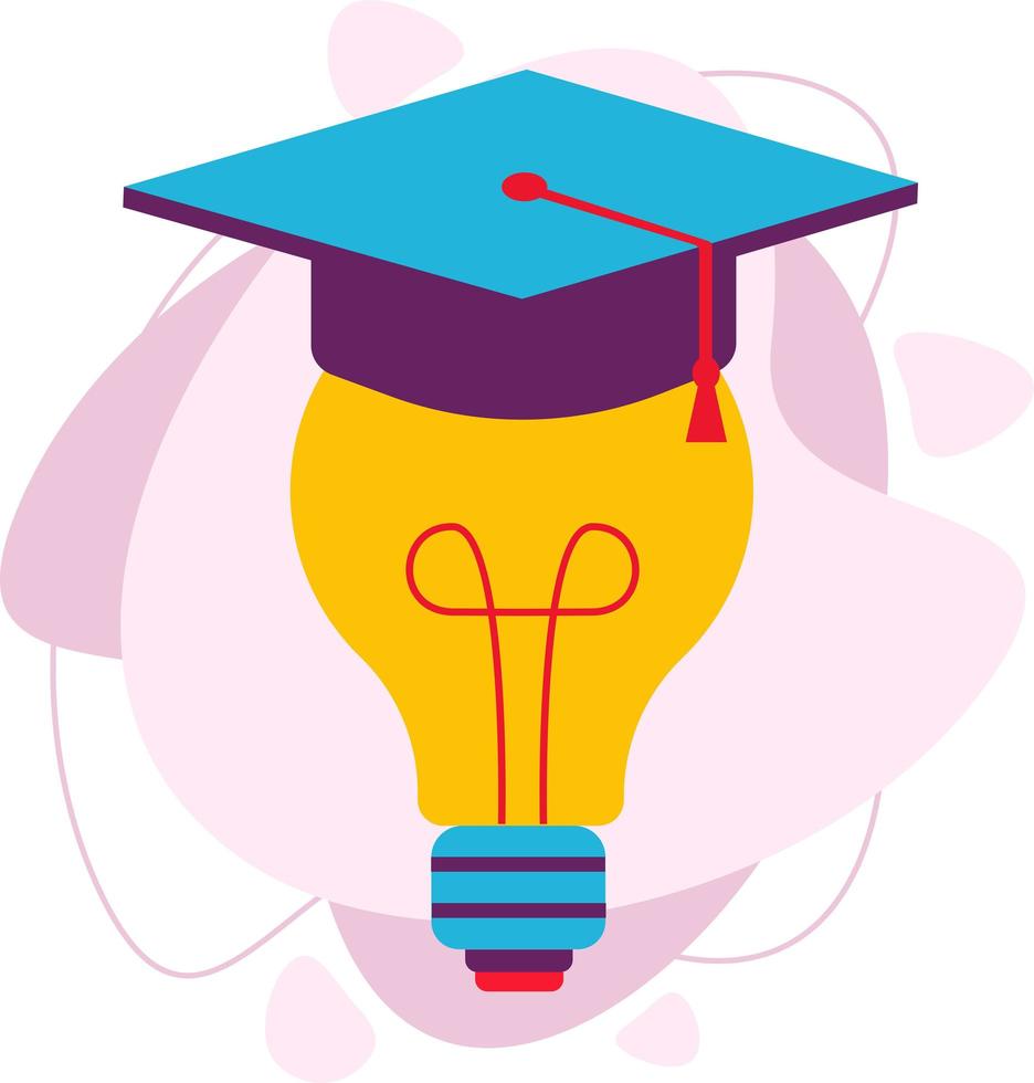 A sign of inspiration. A graduate's hat on a light bulb. vector