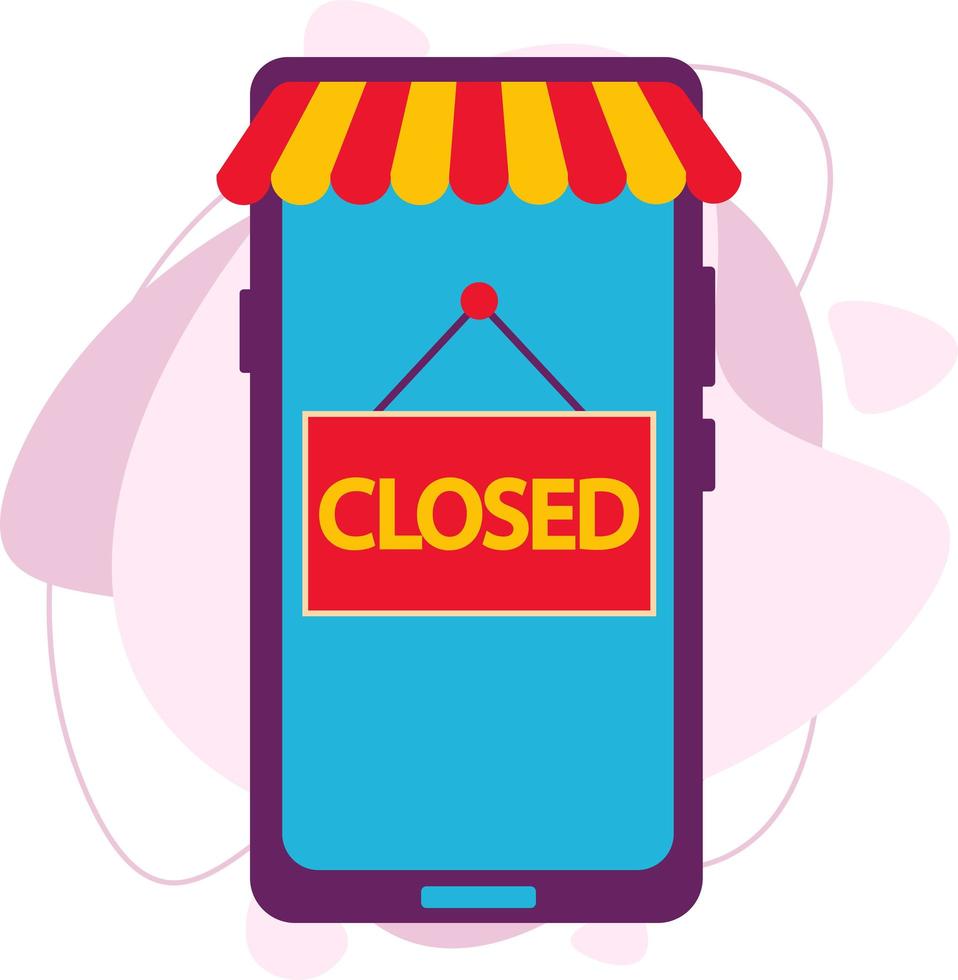 The store in the phone with the inscription closed. vector