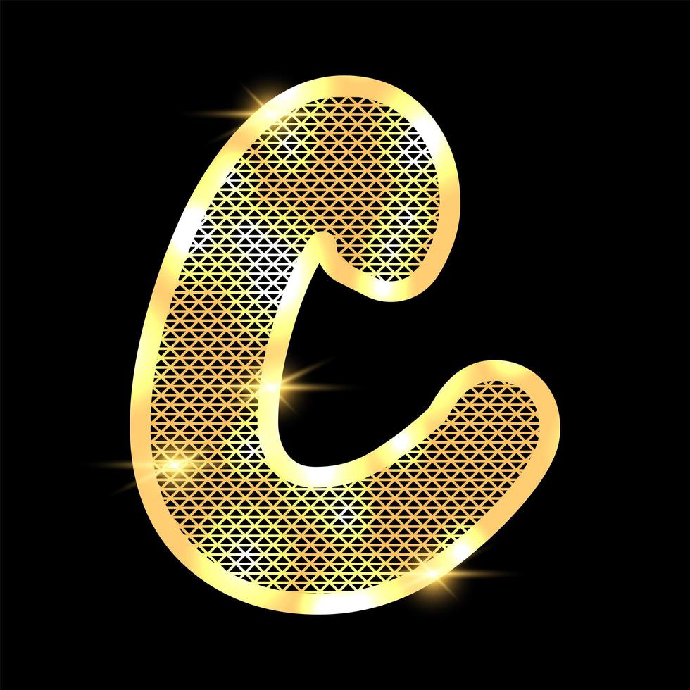 Golden alphabet with highlights on a dark background vector