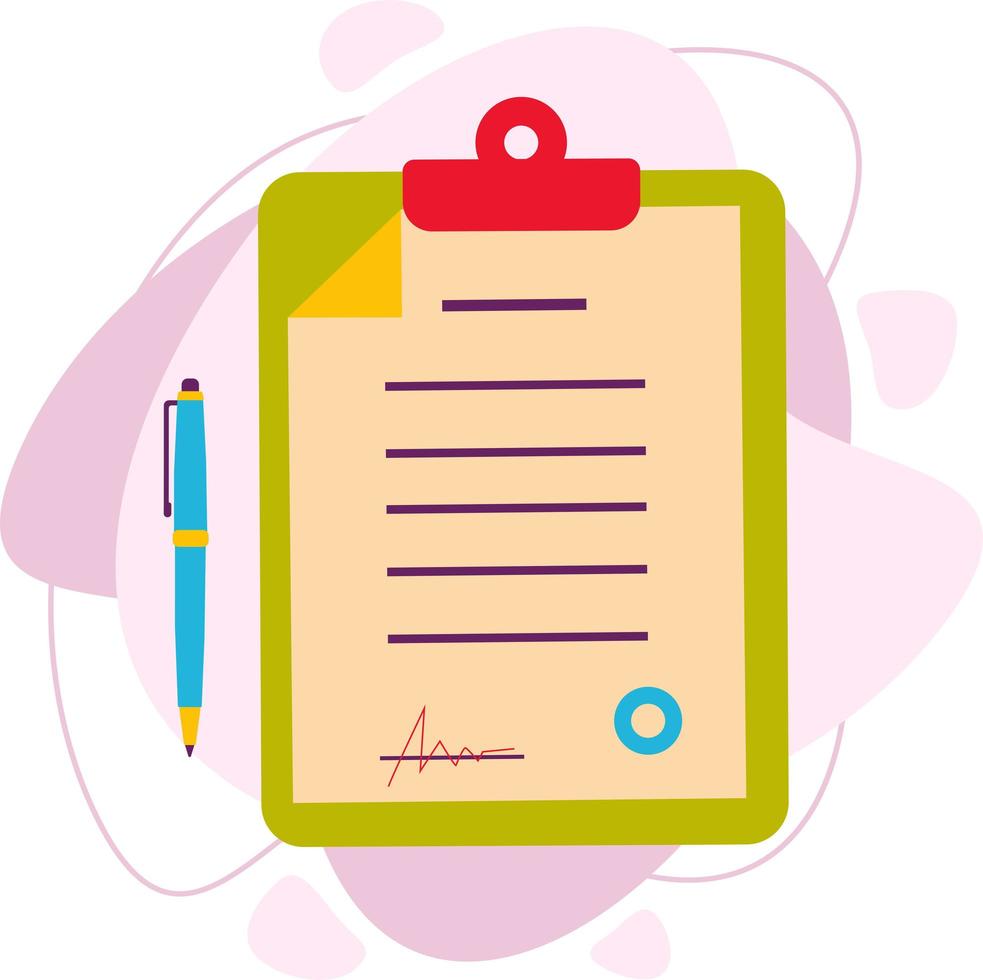 A sheet with a contract or business document. vector