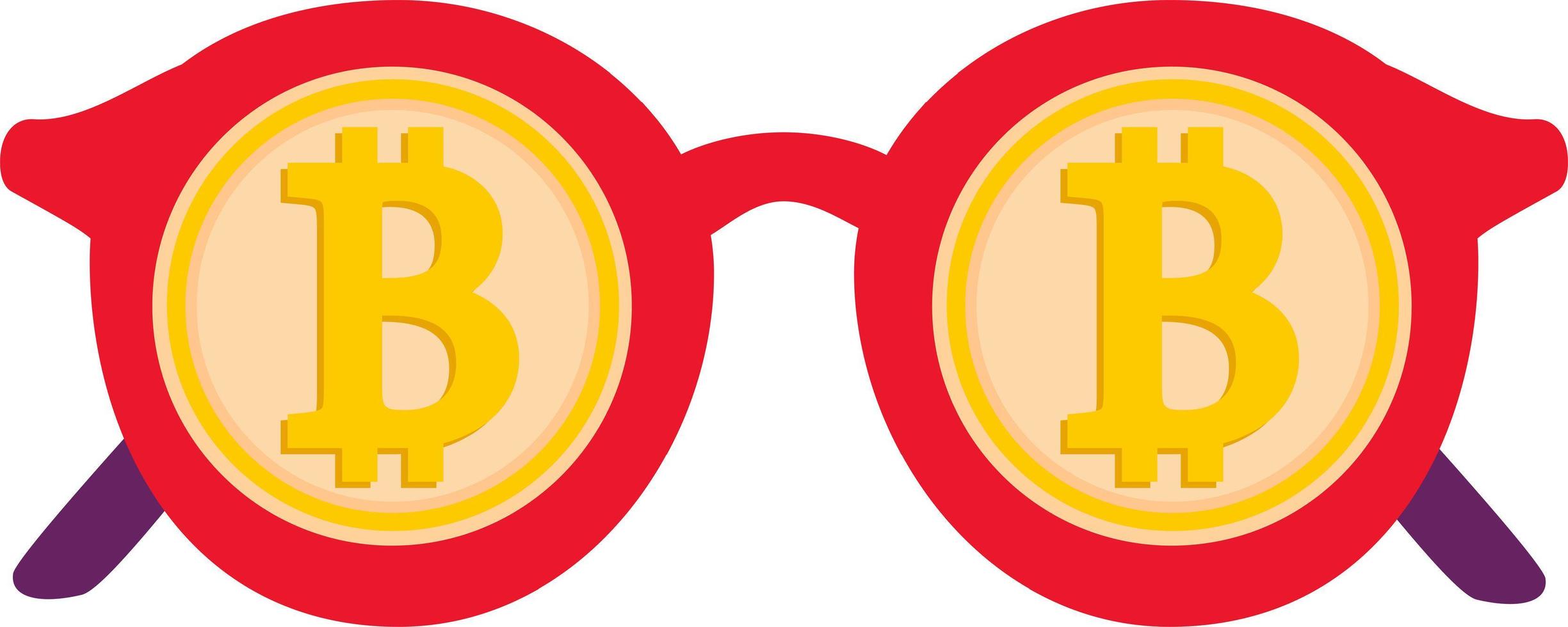 Fashionable glasses with a precious Bitcoin symbol. vector