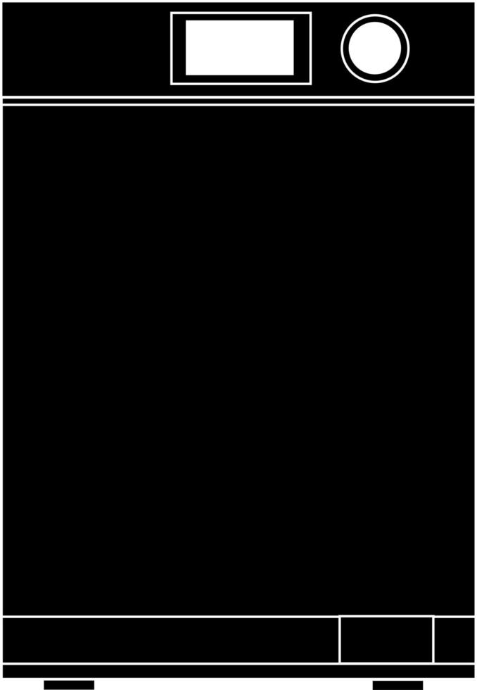 silueta negra de una lavadora sobre un fondo blanco. vector