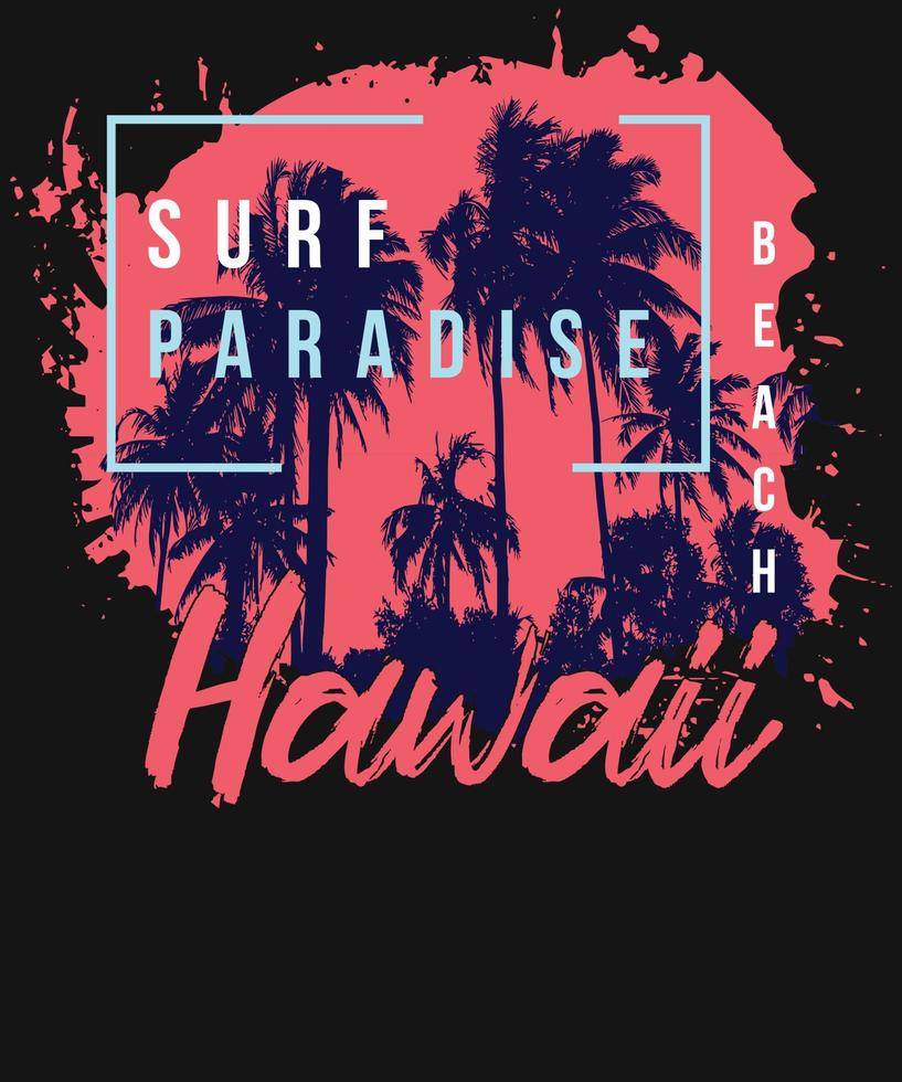 Surf Paradise Hawaii T-shirt Design vector