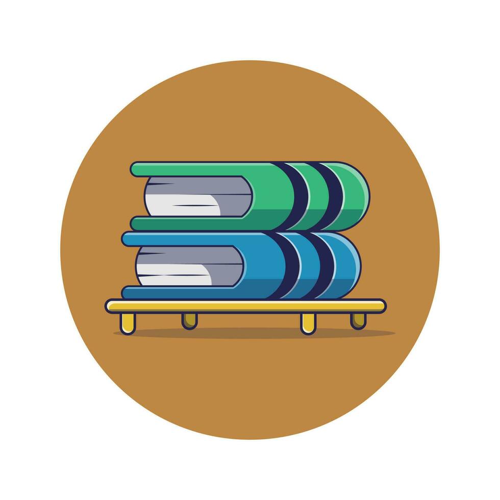 Cartoon icon illustration of a pile of books on the table. Object concept. Premium isolated design. vector