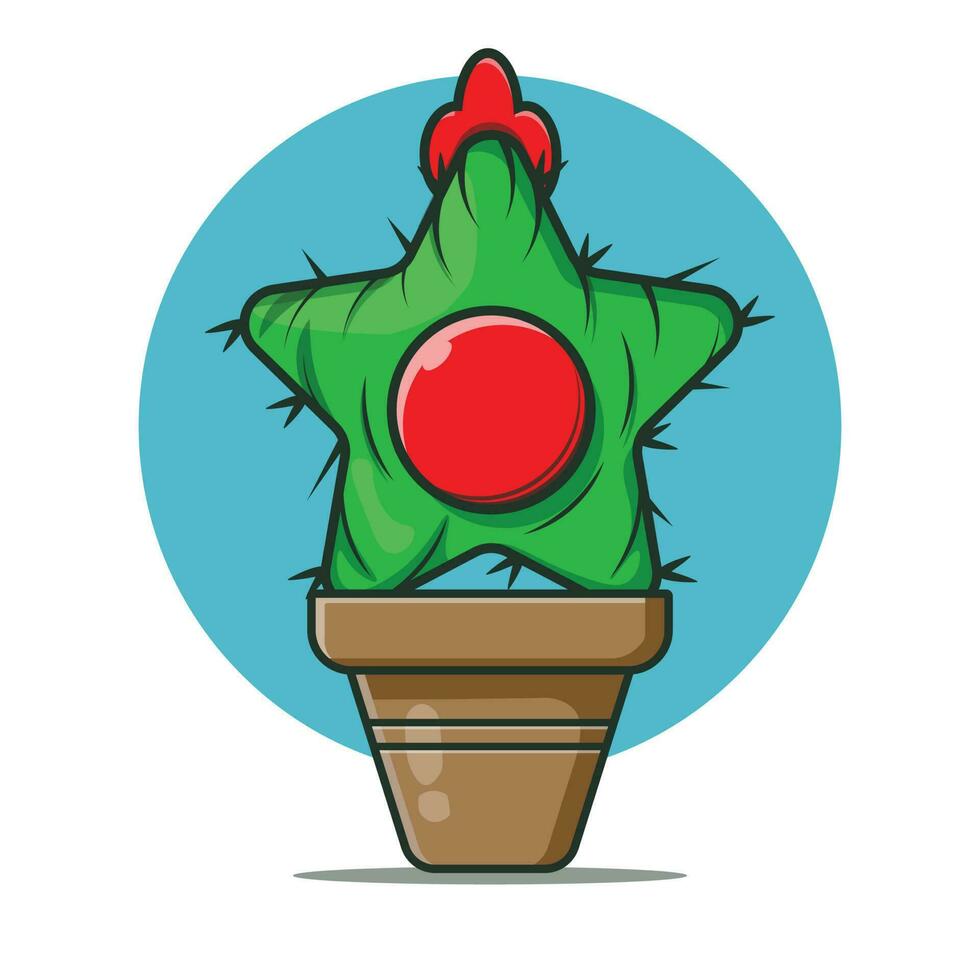 icono de dibujos animados ilustración de un lindo cactus estrella diminuto en una olla marrón. concepto de planta de fantasía. diseño aislado de primera calidad vector