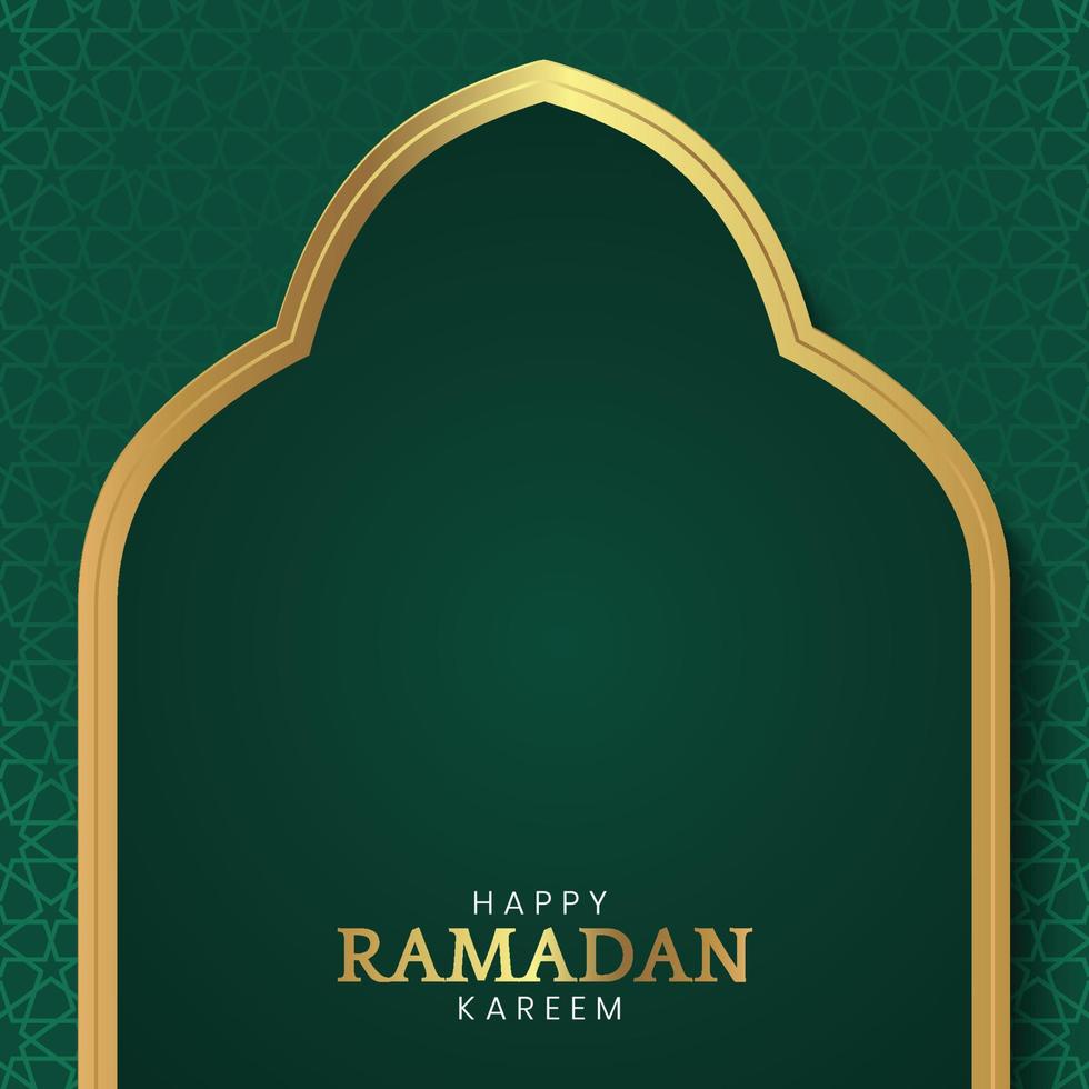 Ramadan Kareem, Islamic Arabic Green and Golden Arch Pattern Background vector