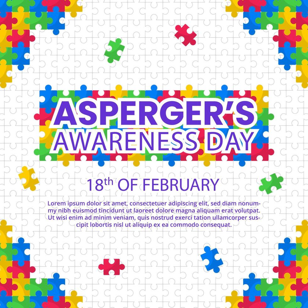 Asperger day background with arranged puzzles on a puzzle table vector