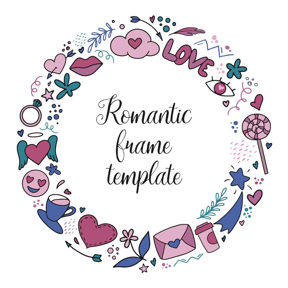 cute frame created from hand drawn doodles for the Valentine's day. Good for posters, banners, prints, greeting cards design ideas. eps 10 vector