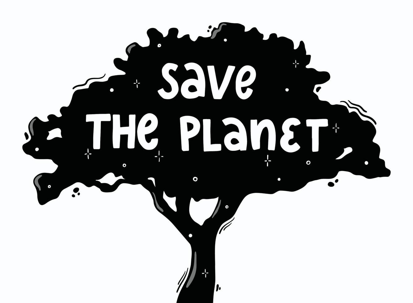 hand lettering quote 'Save the planet' for World Environment day decorated with leaves and abstract planet for prints, posters, cards, banners, t-shirts, stickers, etc. Earth day, zero waste, ecology. vector