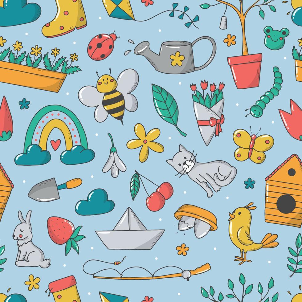 https://static.vecteezy.com/system/resources/previews/005/429/122/non_2x/spring-seamless-pattern-with-hand-drawn-doodles-on-blue-background-good-for-wrapping-paper-textile-prints-nursery-decor-backgrounds-wallpaper-scrapbooking-etc-eps-10-vector.jpg