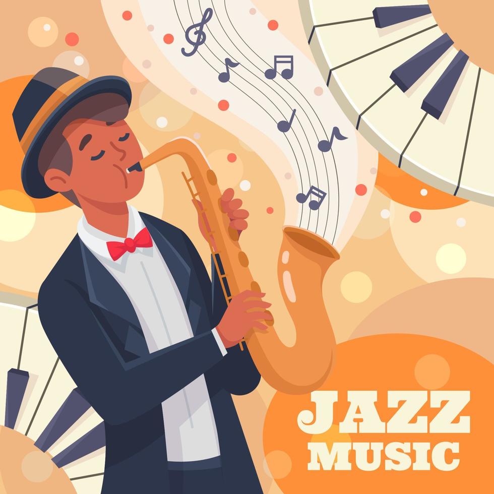 Man Playing Saxophone Concept vector