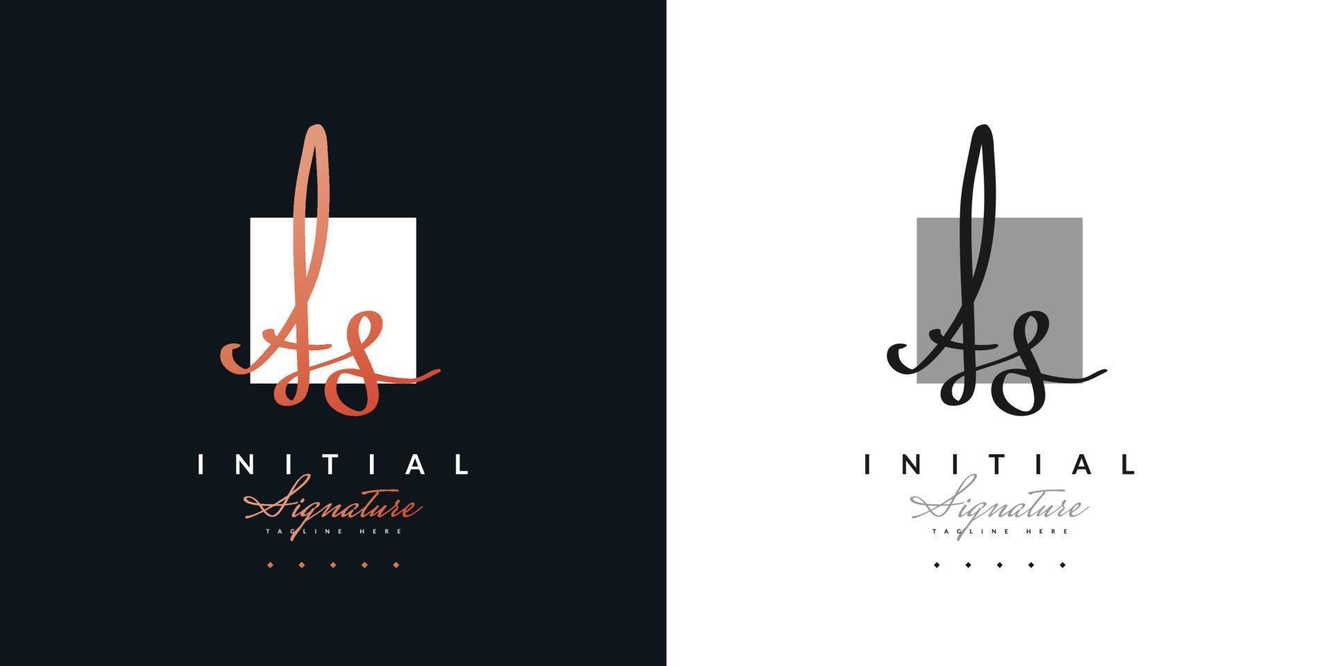 Elegant Initial A and S Logo Design with Handwriting Style in Gold Gradient. AS Signature Logo or Symbol for Wedding, Fashion, Jewelry, Boutique, Botanical, Floral and Business Identity vector