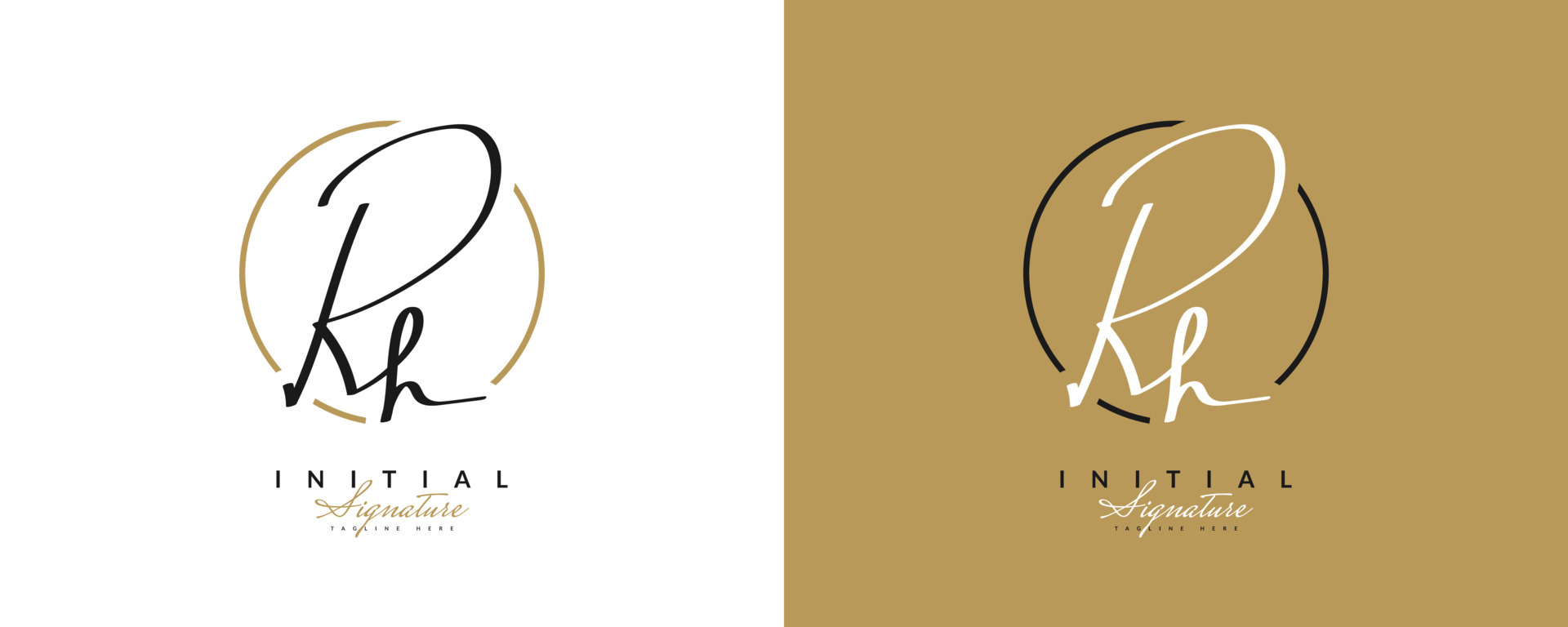 RH Initial Logo Design with Elegant Handwriting Style. RH Signature