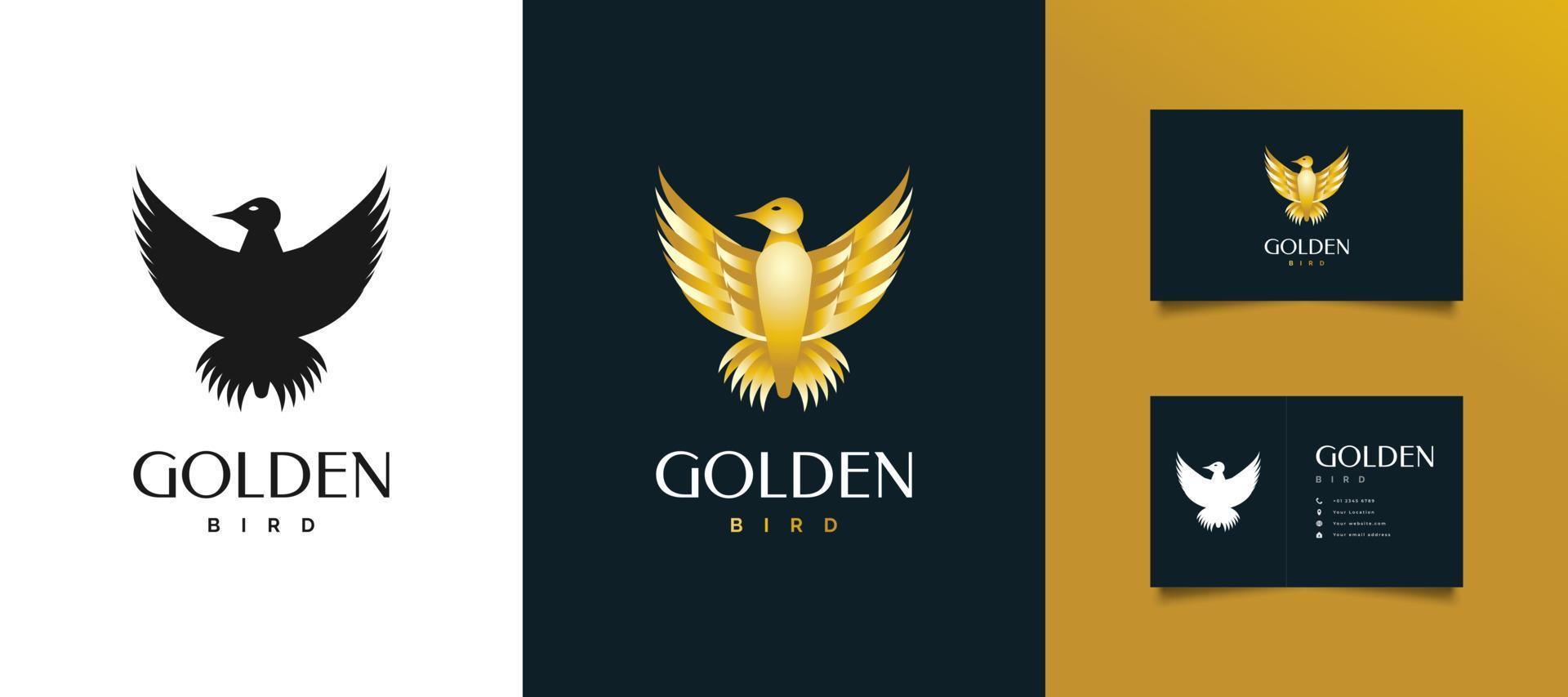 diseño de logotipo de pájaro dorado de lujo. ilustración de pájaro volador para identidad empresarial vector