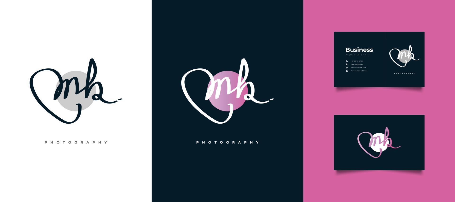 Initial M and B Logo Design with Elegant and Minimal Handwriting Style. MB Signature Logo or Symbol for Wedding, Fashion, Jewelry, Boutique, Botanical, Floral and Business Identity vector