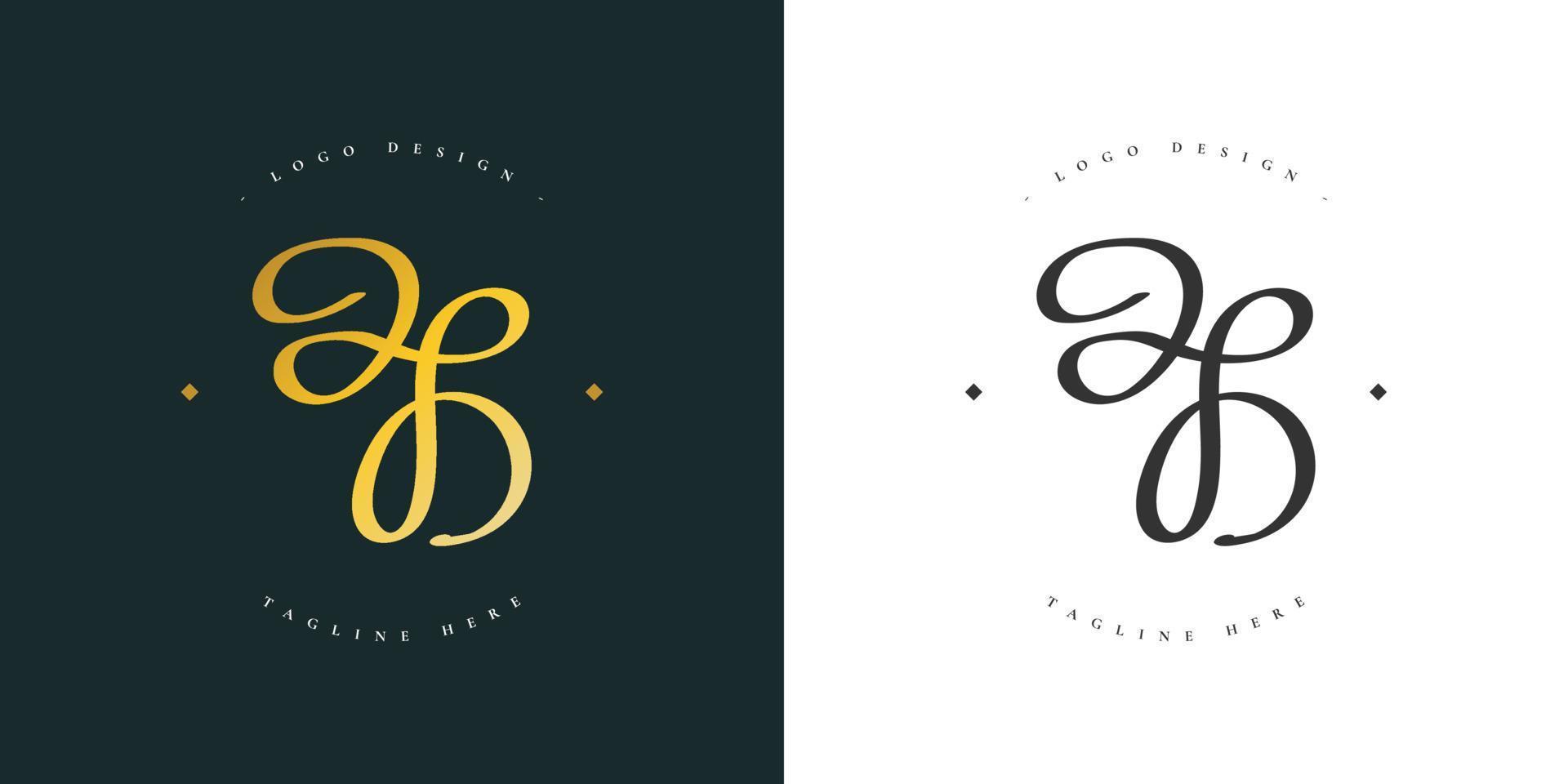 Elegant AB Logo Design with Handwriting Style in Golden Gradient. Initial A and B Logo. AB Signature Logo or Symbol for Wedding, Fashion, Jewelry, Boutique, and Business Identity vector