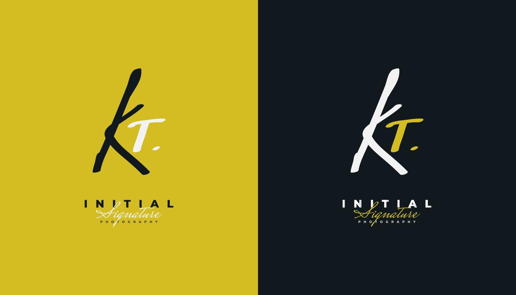 diseño de logotipo inicial kt con elegante estilo de escritura a mano. logotipo o símbolo de la firma kt para bodas, moda, joyería, boutique, identidad botánica, floral y comercial vector