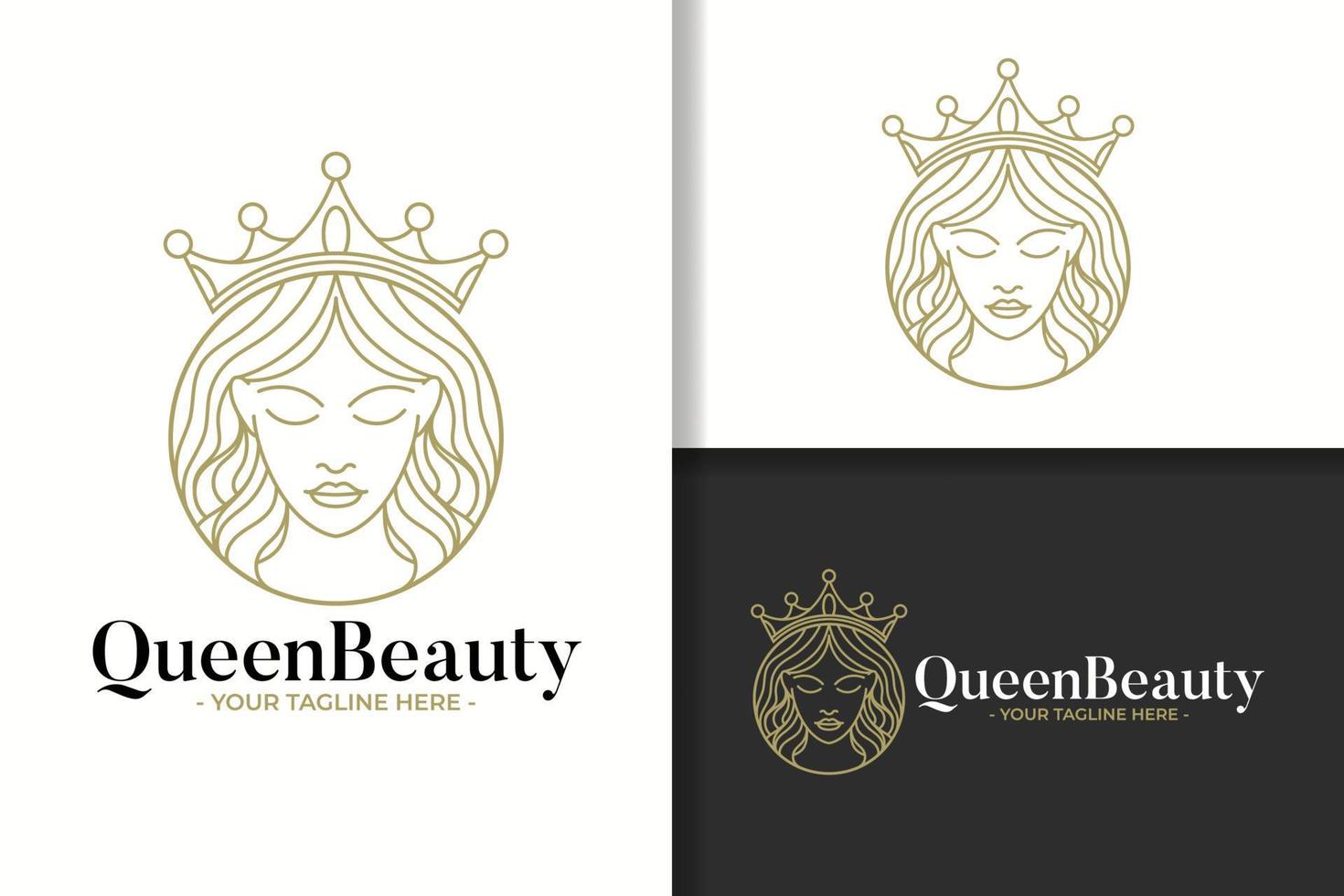 plantilla de logotipo de reina de arte de línea de belleza vector
