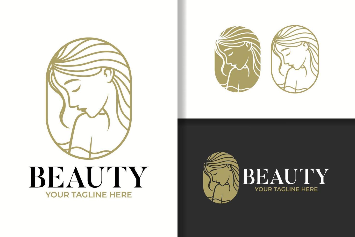 beauty woman silhouette line art logo vector