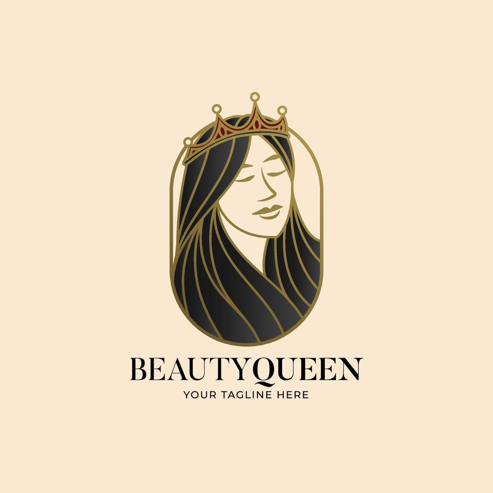 beauty queen gold logo template vector