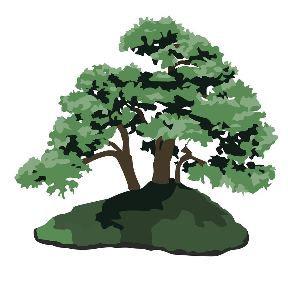 Vector tree illustration. Beautiful green tree.Isolated on white background.Big tree with dense green foliage. Tree for your icons on the theme of ecology.Environmental issue