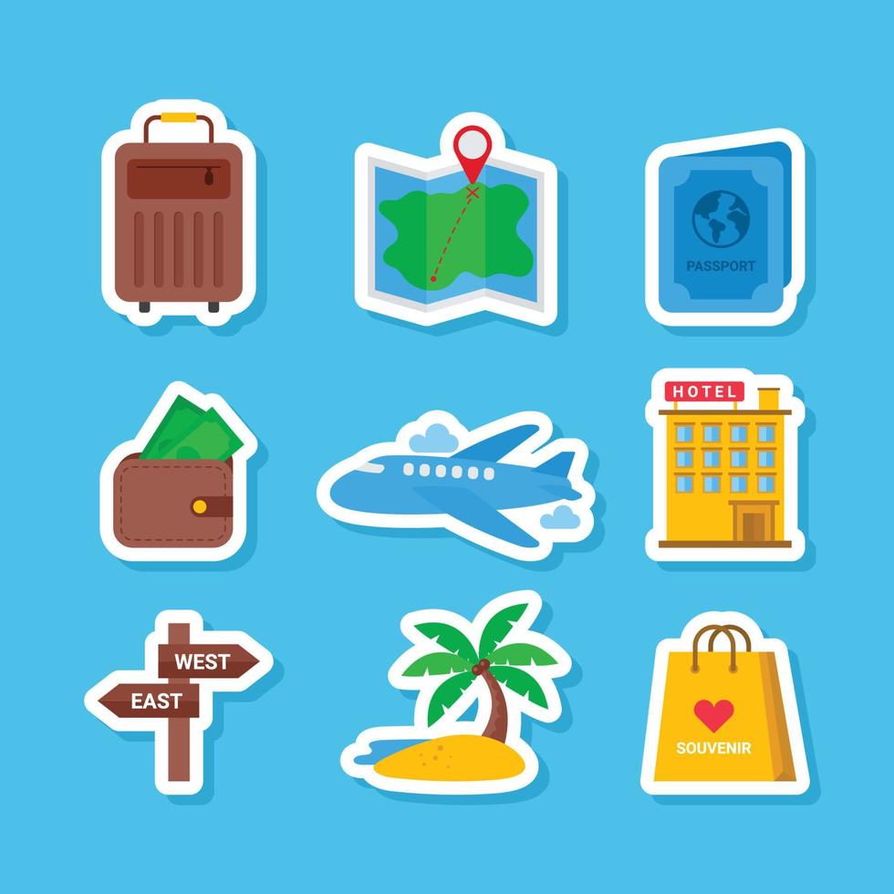 Set of Travel General Element Stickers vector