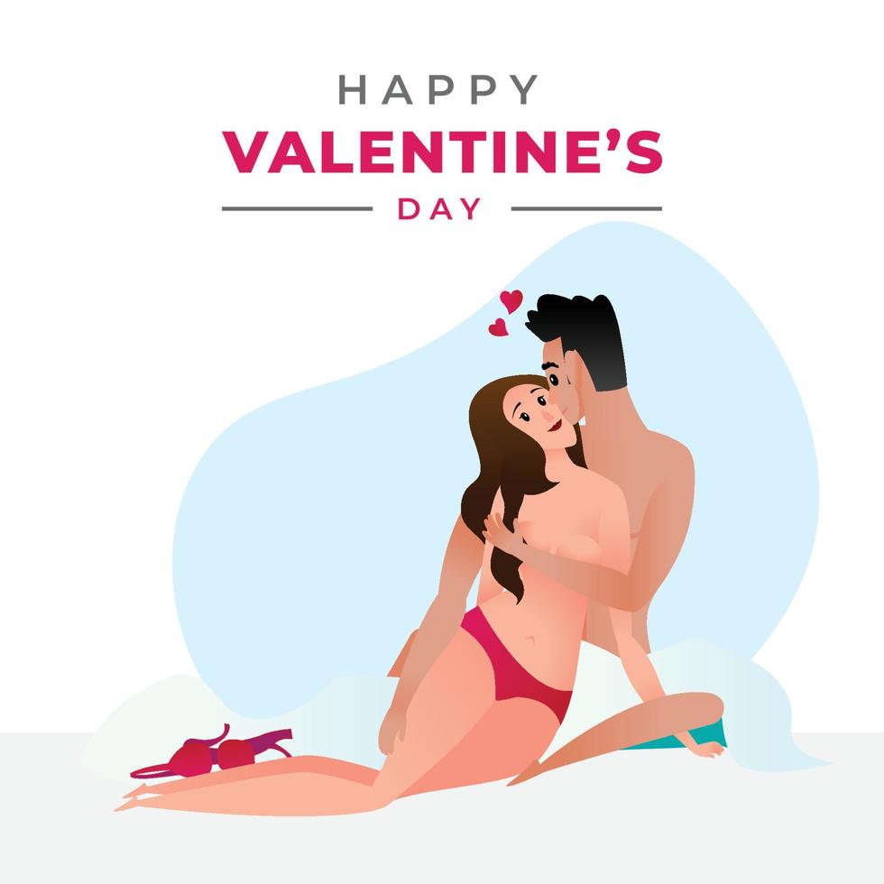 Lovers sleep in bed illustration with scattered undressed clothes vector