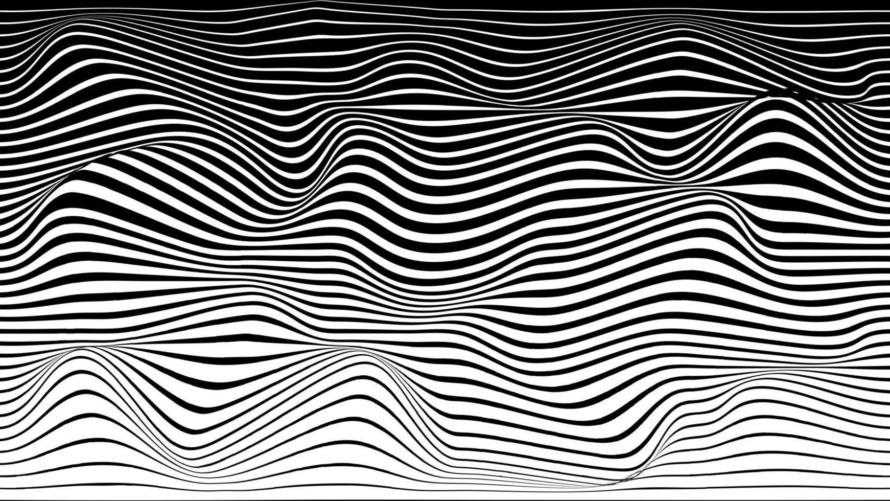 Black and white wavy lines wallpaper. Curl stripes on white background. vector