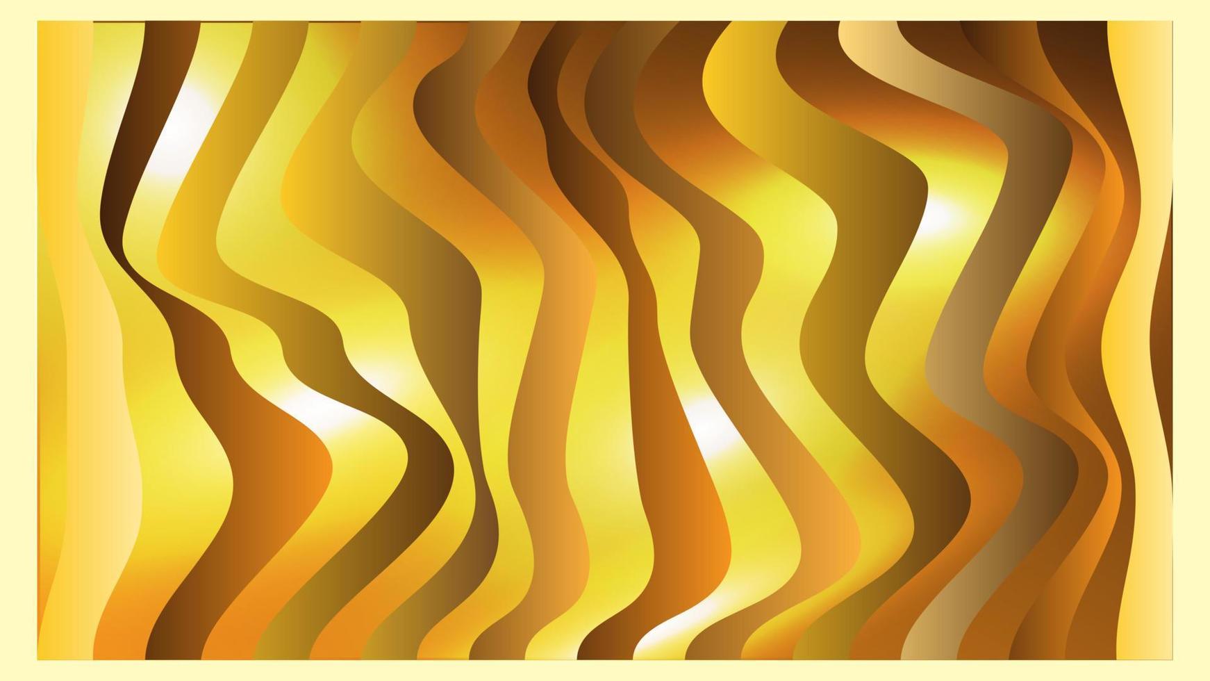 Gold wavy stripes on bright wallpaper. vector