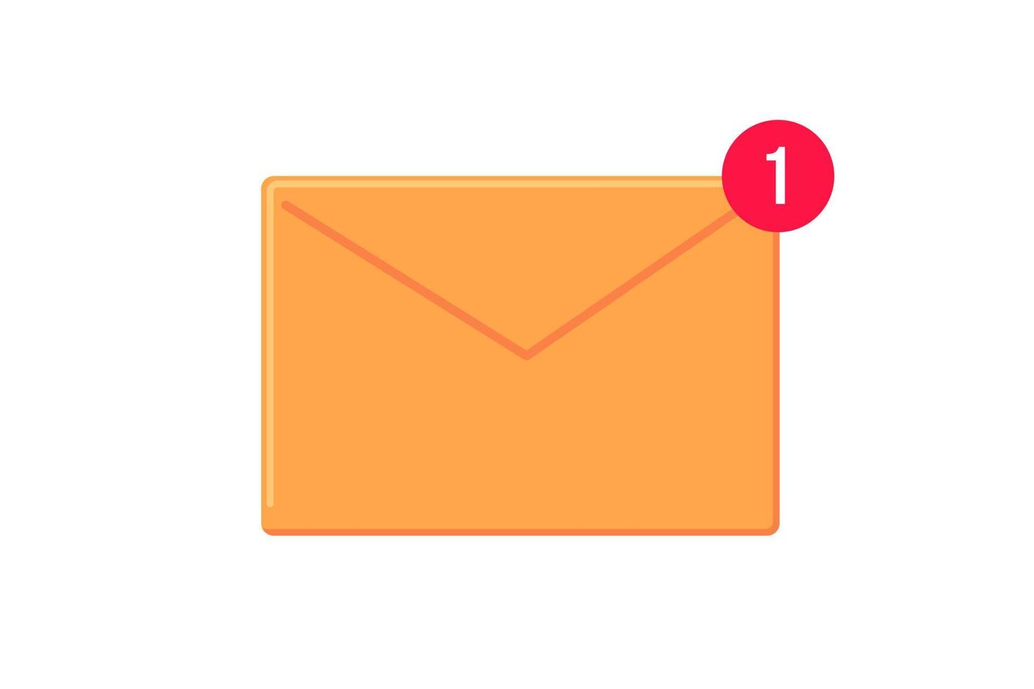 sobre amarillo con señal de notificación. recibo de aviso en el icono de carta. recibir y enviar correos electrónicos o mensajes. símbolo de correo electrónico vector eps ilustración