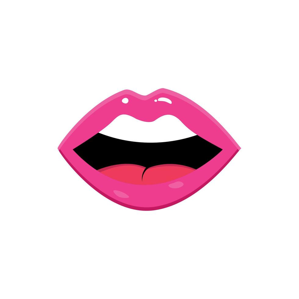 Pink Lips Open Female Talking Mouth vector