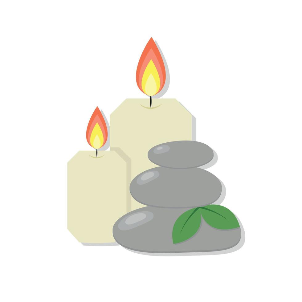 Candles and Massage Stones Rest and Relaxation in The Salon vector
