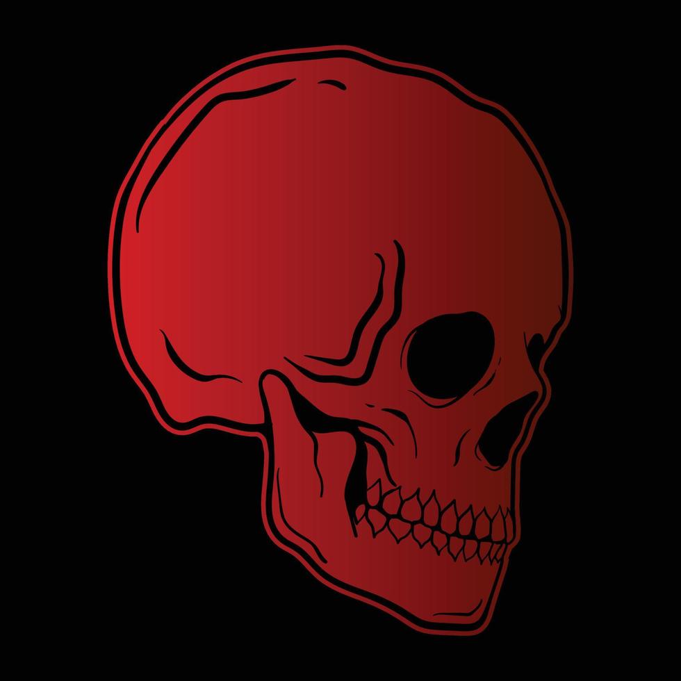 red skull hand-drawn style, premium vector