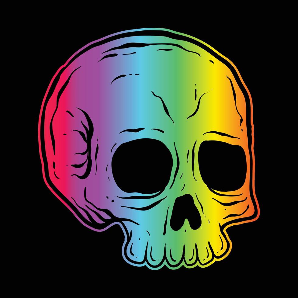 hand drawn colorful skull premium vector