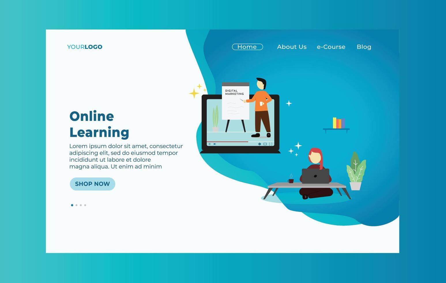 Online Learning Illustrated vector Landing Page