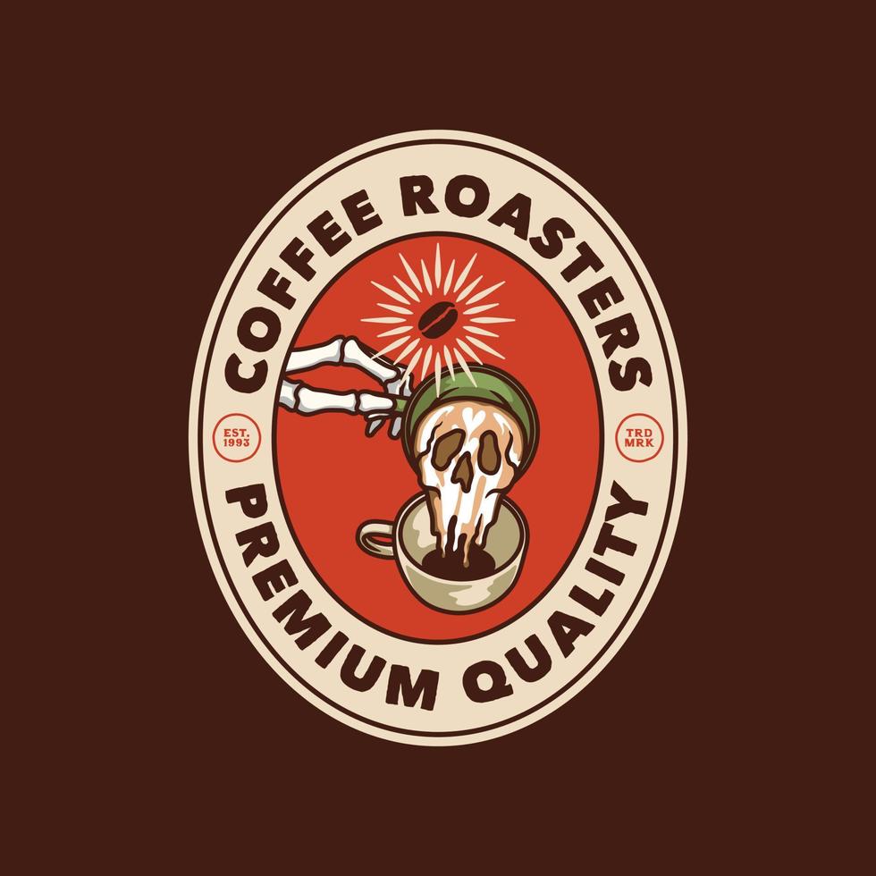 Hand Drawn Vintage Manual Brew Coffee Shop Logo Badge vector