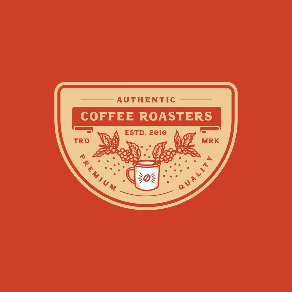 insignia de logotipo de cafetería de cerveza manual vintage dibujada a mano vector