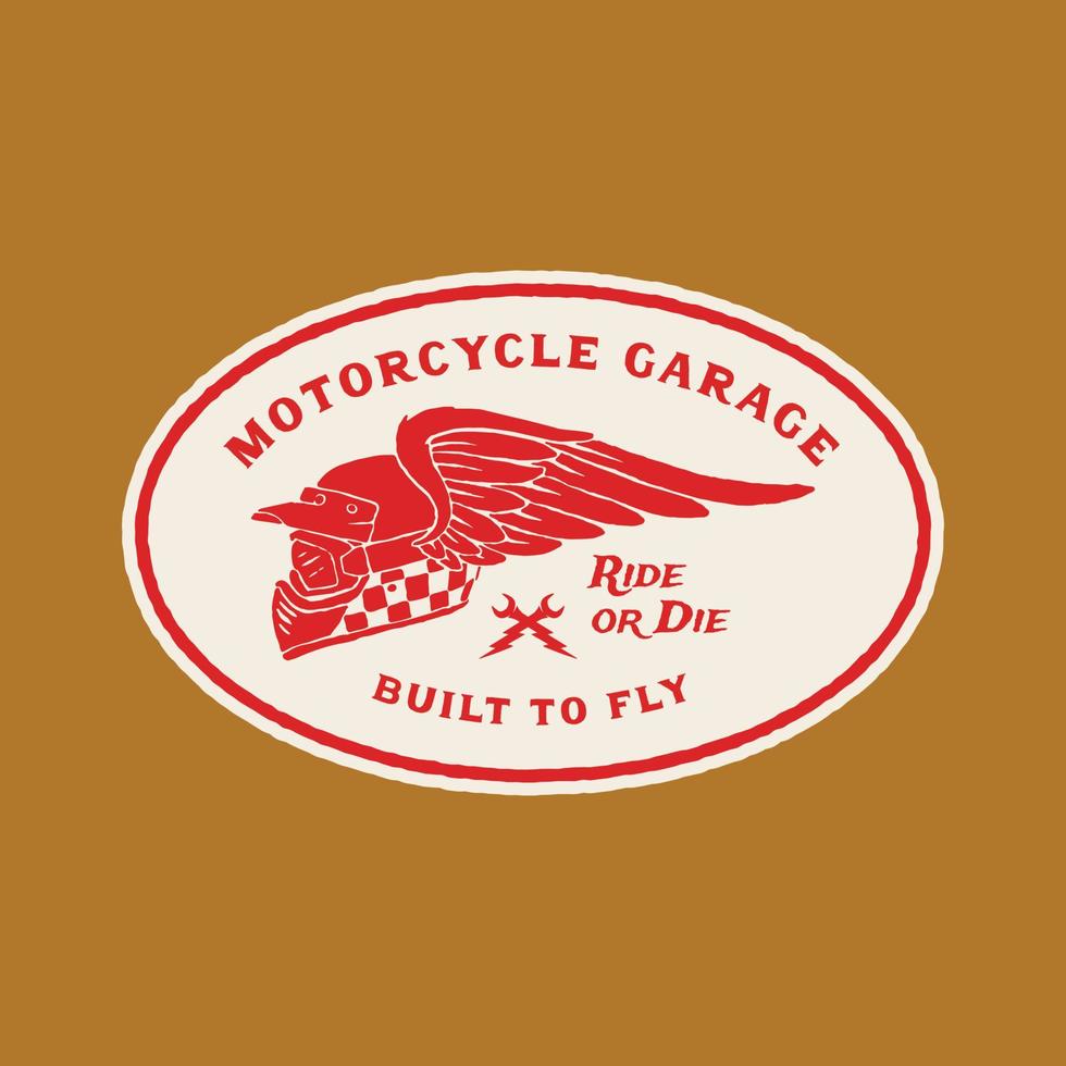 insignia de logotipo de garaje de motocicleta vintage vector hecho a mano