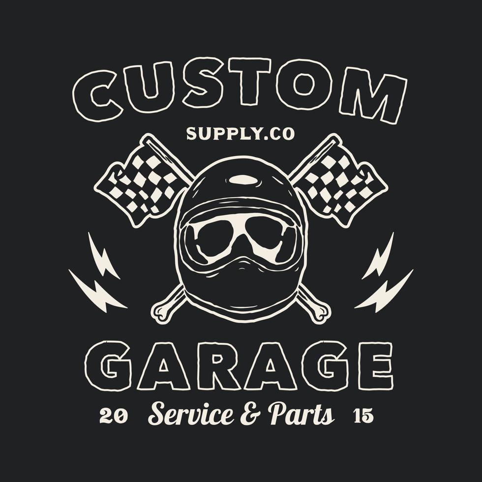 insignia de logotipo de garaje de motocicleta vintage vector hecho a mano