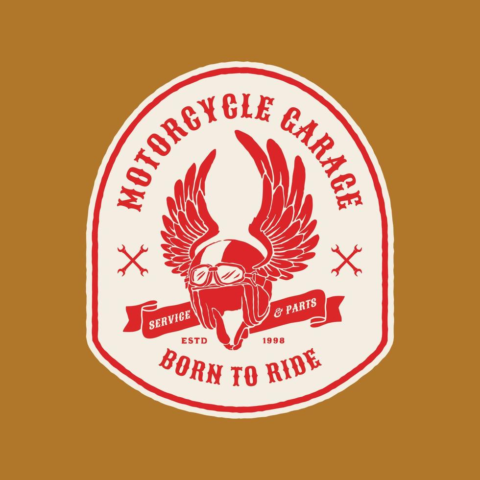 insignia de logotipo de garaje de motocicleta vintage vector hecho a mano