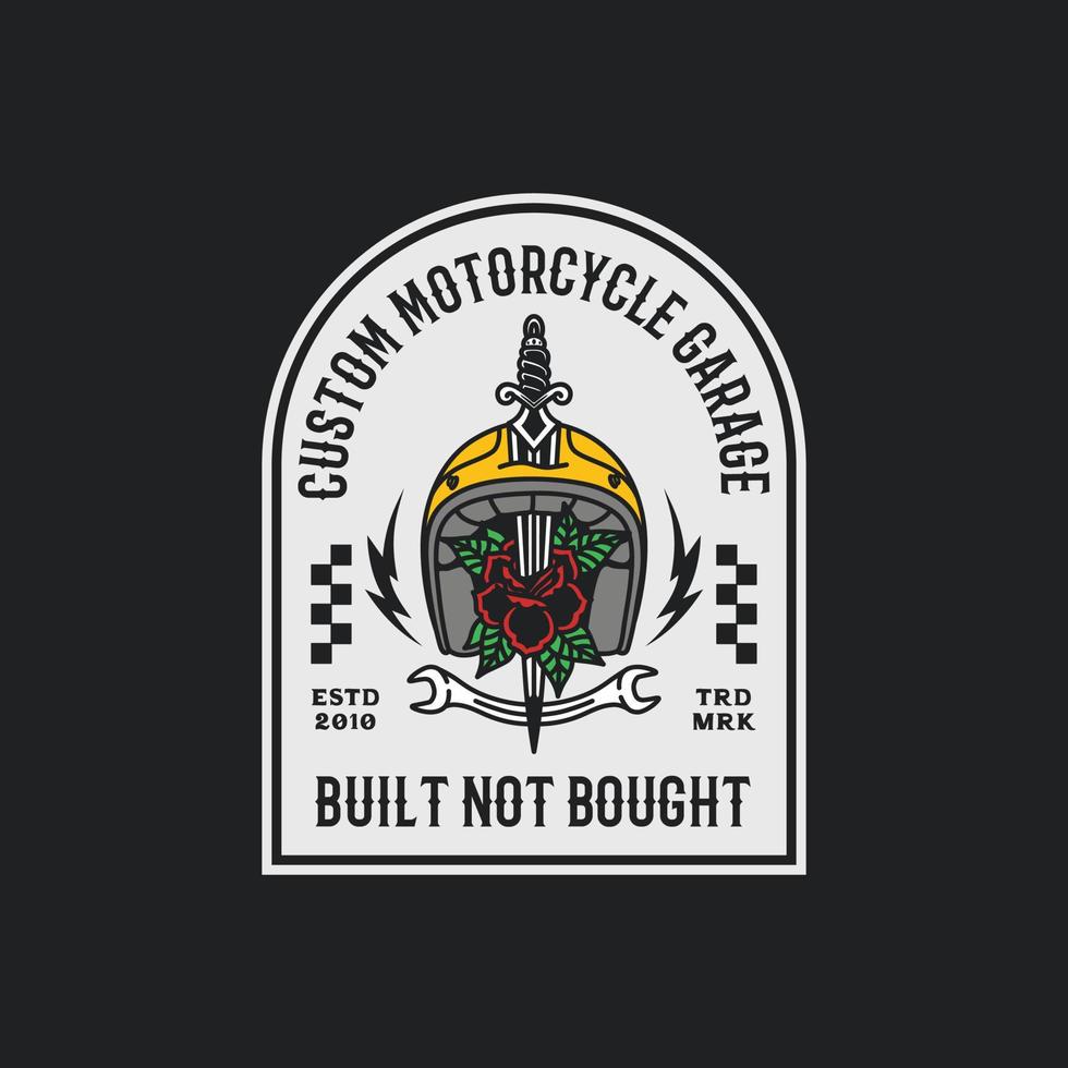 insignia de logotipo de garaje de motocicleta vintage vector hecho a mano