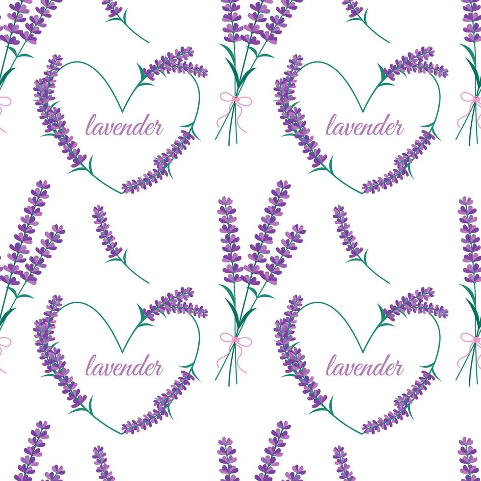 Lavender flowers seamless pattern. Vector endless background with Lavender blossom. Spring design with floral elements