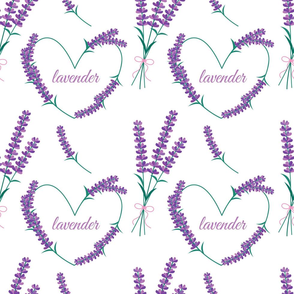 Lavender flowers seamless pattern. Vector endless background with Lavender blossom. Spring design with floral elements