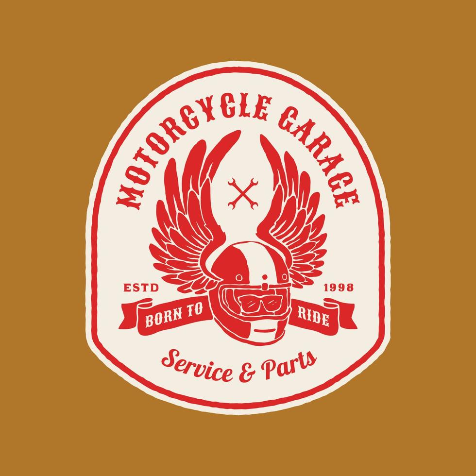 insignia de logotipo de garaje de motocicleta vintage vector hecho a mano