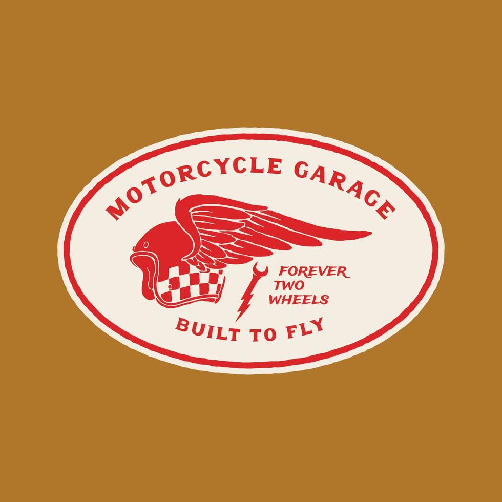 insignia de logotipo de garaje de motocicleta vintage vector hecho a mano